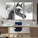 Black Horse Winter Wall Art | Ready to Hang and Framed |