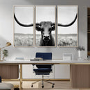 Longhorn Bull Canvas Print | Rustic Farmhouse Wall Art |