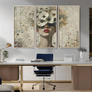 Abstract Floral Women Patel Wall Art Canvas Print