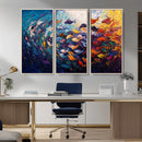 Vibrant Abstract Fish Swarm Art – Colorful Fish Inspired