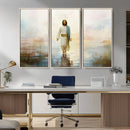 Framed Jesus Walking on Water Wall Art - 3-Panel Christian