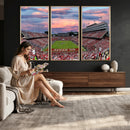 Carter-Finley Stadium Art Sunset Game Triple Canvas Wall Art