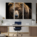 Grizzly Brown Bear Canvas Wall Art, Wildlife Animal Canvas