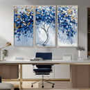Blue and Gold Abstract Tree Wall Art Canvas Print | Modern