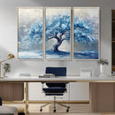 Abstract Blue Tree Art Canvas Print, Majestic Tree Wall Art