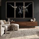 Texas Black Longhorn Bull Wall Art Canvas Print - Western by MyGreatCanvas | Canvas Wall Art Prints | Photo Prints & Wall Decor