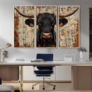 Rustic Texas Artwork Wall Art Canvas Print - Abstract Cow