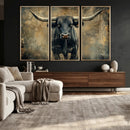 Texas Longhorn Bull Wall Art – Framed Rustic Cow Canvas