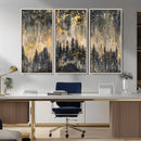 Golden Forest Abstract Wall Art | Dark Forest with Gold