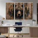 Rustic Grizzly 399 Wall Art | Triptych Canvas Print | Rustic