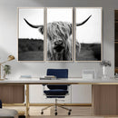 Highland Cow Wall Art | Black and White Farmhouse Decor |