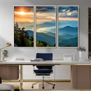 Sunrise Over Mountain Range Wall Art Canvas Print, Farmhouse
