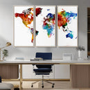 Colorful World Map Canvas Wall Art Print, Contemporary
