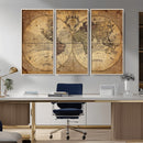 Vintage World Map Wall Art Canvas – Antique Style Push Pin
