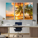 Tropical Sunset Beach Canvas Wall Art Print – Vibrant Palm by MyGreatCanvas | Canvas Wall Art Prints | Photo Prints & Wall Decor