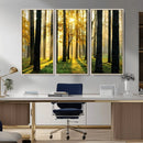 Sunlit Forest Wall Art Canvas Print – Large Framed Woodland