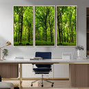 Lush Green Forest Canvas Print | 3-Panel Forest Wall Art |