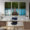 Suspension Bridge Over River Canvas Art | 3-Panel Nature by MyGreatCanvas | Canvas Wall Art Prints | Photo Prints & Wall Decor