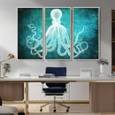 Green Octopus Abstract Wall Art Canvas Print