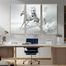 Large Wall Art Canvas Print – Beautiful Running White Horses