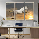 Large Wall Art Canvas Print – White Jumping Horse Sunset
