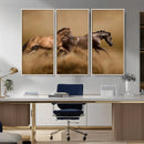 Large Wall Art Canvas Print – Two Running Brown Horses