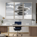 Still Life Black and White Zen Stones Wall Art Canvas,