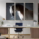 Large Wall Art Cream Colored Horse on Grey Background Canvas