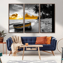 Yellow Rowboat Wall Art – Framed Tropical Shoreline Canvas by MyGreatCanvas | Canvas Wall Art Prints | Photo Prints & Wall Decor