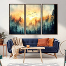 Sunrise Forest Wall Art – Framed Misty Pines Canvas Artwork by MyGreatCanvas | Canvas Wall Art Prints | Photo Prints & Wall Decor