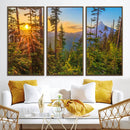 Forest Sunset Wall Art Canvas Print – Green Pines Sunset