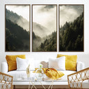 Misty Valley Wall Art Canvas Print – Foggy Forest Pine Trees