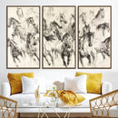 Running Horses Wall Art Canvas Print – Framed Galloping Herd