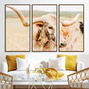 Texas Longhorn Wall Art Canvas Print – Framed Speckled Cow