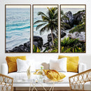Tropical Coastline Wall Art Canvas Print – Framed Palm Tree