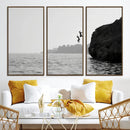 Jumping Wall Art Canvas Print – Framed Coastal Ocean Scene