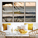Sunset Surf Wall Art Canvas Print – Framed Golden Hour Waves