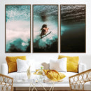 Vibrant Aquatic Motion Wall Art Canvas Print – Framed