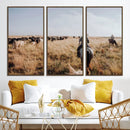 Western Wall Art Canvas Print – Framed Cowboy Cattle Drive
