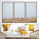 Foggy Plains Wall Art Canvas Print – Framed Horseback Riders