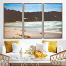 Tranquil Beach Scene Wall Art Canvas Print – Framed Blue
