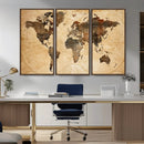 Push Pin World Map Canvas Print – Framed Travel Tracker Wall