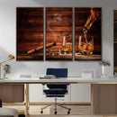 Whiskey and Cigar Wall Art Canvas | 3 Panel Bar Room Decor by MyGreatCanvas | Canvas Wall Art Prints | Photo Prints & Wall Decor