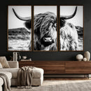 Highland Cow Wall Art – Black and White Framed Farmhouse by MyGreatCanvas | Canvas Wall Art Prints | Photo Prints & Wall Decor