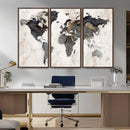 Abstract Map Printing - Modern World Map Canvas Wall Art for