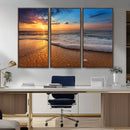 Sunset and Beach at Night Wall Art Canvas Print