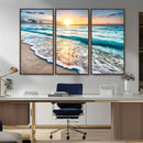 Sunset Beach Waves Canvas Wall Art – 5-Panel Ocean Sunset by MyGreatCanvas | Canvas Wall Art Prints | Photo Prints & Wall Decor