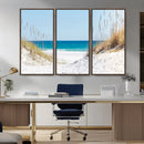 Serene Coastal Dune Path with Ocean View, 3-Panel Beach