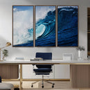 Ocean Wave at Sunset Canvas Art, Large Wall Print of Vibrant