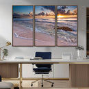 Sea Ocean Sunset Beach Wall Art Canvas Print